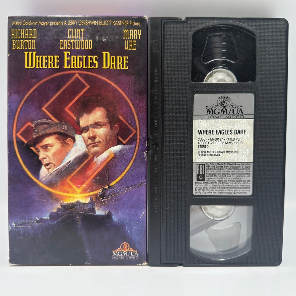 Where Eagles Dare VHS Clint Eastwood Richard‎ Burton WWII MGM UA M700137 1968